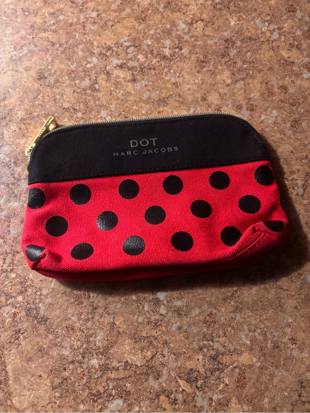 Marc Jacobs DOT Red and Black Polka Dot Zip Pouch